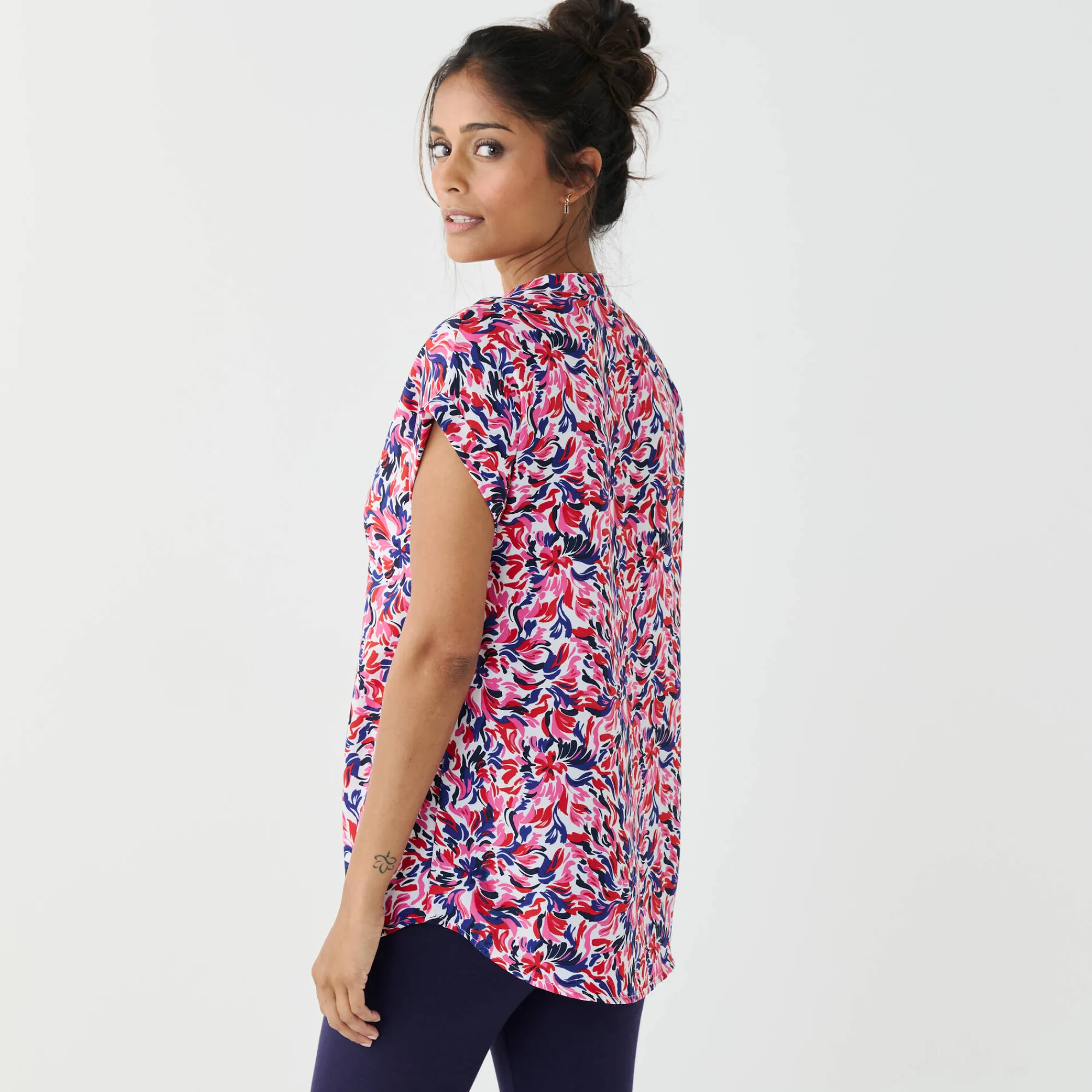 Bloes En Tuniek<Blancheporte Tuniek met mouwomslagen, veelkleurige print ecru / rood