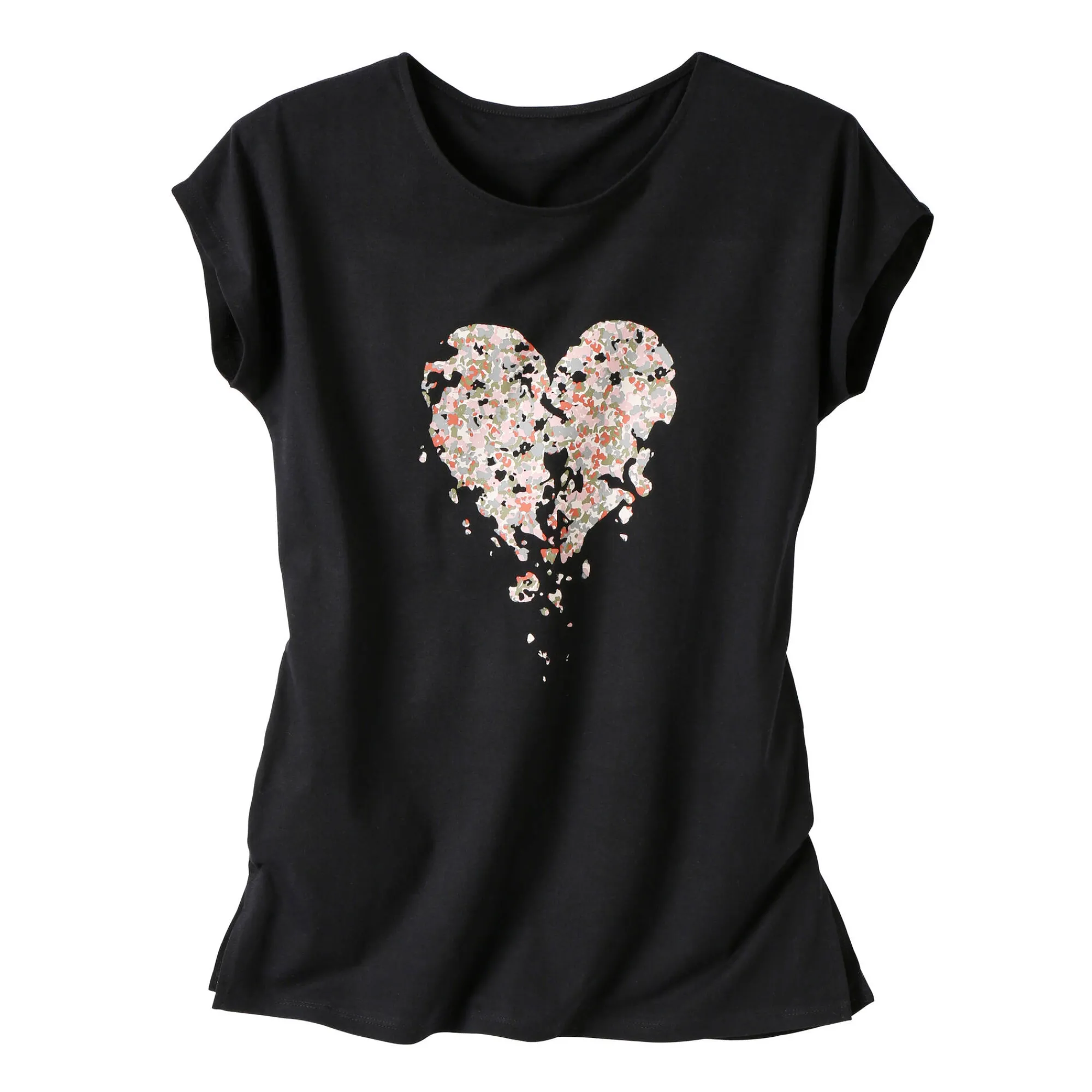 T-Shirt En Topje|Bloes En Tuniek<Blancheporte Tuniek met ronde hals en geplaatste print zwart