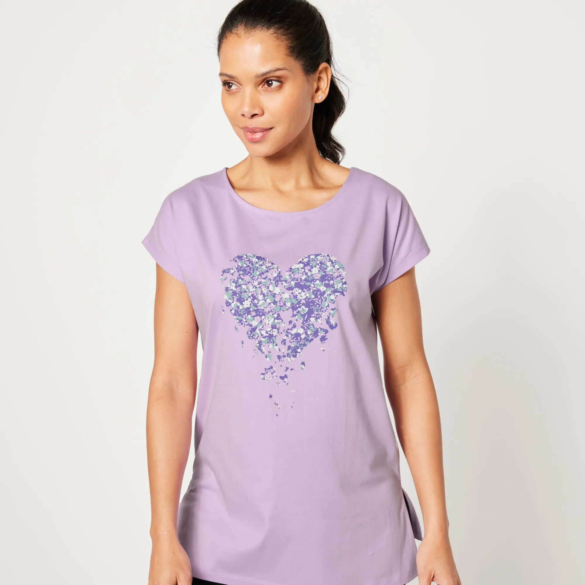 T-Shirt En Topje|Bloes En Tuniek<Blancheporte Tuniek met ronde hals en geplaatste print mauve