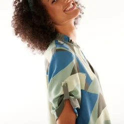 Bloes En Tuniek<Blancheporte Tuniek met Tunesische hals en knoopsluiting, grafische print bronskleur