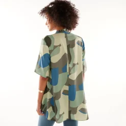 Bloes En Tuniek<Blancheporte Tuniek met Tunesische hals en knoopsluiting, grafische print bronskleur
