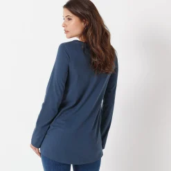 T-Shirt En Topje|Bloes En Tuniek<Blancheporte Tuniek met Tunesische hals en lange mouwen, geplaatste print grijsblauw