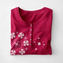 T-Shirt En Topje|Bloes En Tuniek<Blancheporte Tuniek met Tunesische hals en lange mouwen, geplaatste print pruim