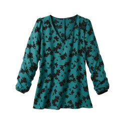 Bloes En Tuniek<Blancheporte Tuniek met tweekleurige print, crêpe groen / zwart