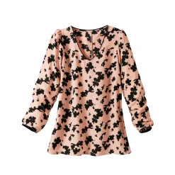Bloes En Tuniek<Blancheporte Tuniek met tweekleurige print, crêpe roze / zwart