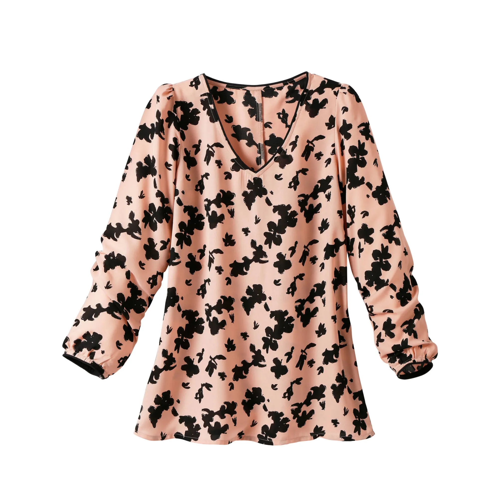 Bloes En Tuniek<Blancheporte Tuniek met tweekleurige print, crêpe roze / zwart