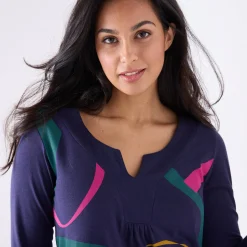 T-Shirt En Topje|Bloes En Tuniek<Blancheporte Tuniek met V-hals en grafische print marine / groen