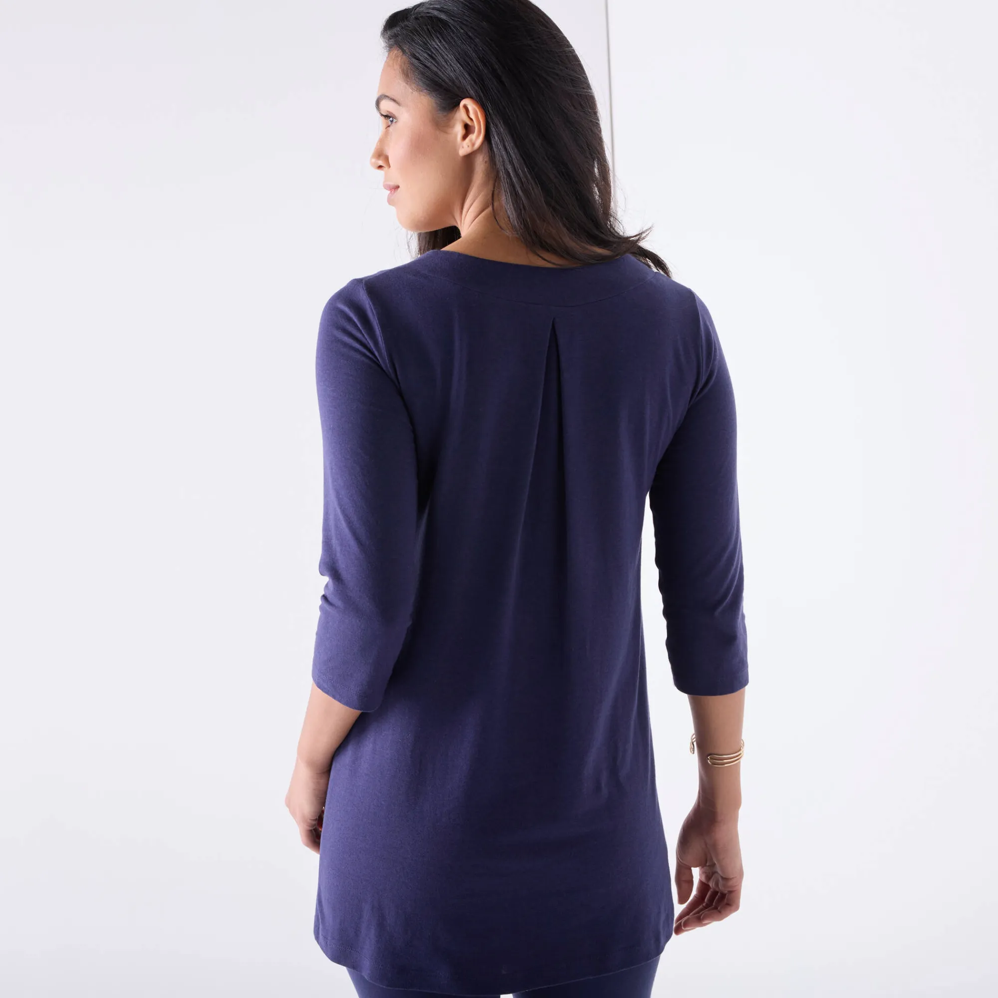 T-Shirt En Topje|Bloes En Tuniek<Blancheporte Tuniek met V-hals en grafische print marine / groen