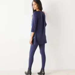 T-Shirt En Topje|Bloes En Tuniek<Blancheporte Tuniek met V-hals en grafische print marine / grijs