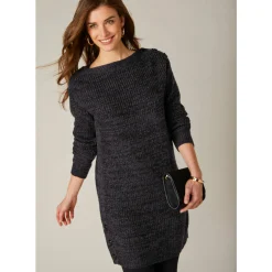 Trui En Vest<Blancheporte Tuniektrui met knoopsluiting en mohairtouch zwart