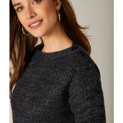 Trui En Vest<Blancheporte Tuniektrui met knoopsluiting en mohairtouch zwart
