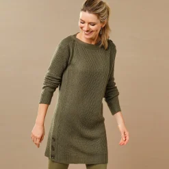 Trui En Vest<Blancheporte Tuniektrui met knoopsluiting en mohairtouch bronskleur