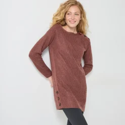 Trui En Vest<Blancheporte Tuniektrui met knoopsluiting en mohairtouch chocolade