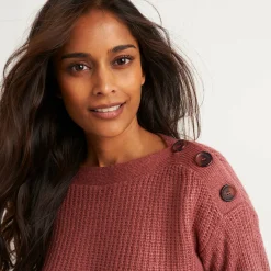Trui En Vest<Blancheporte Tuniektrui met knoopsluiting en mohairtouch terracotta