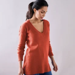 Trui En Vest<Blancheporte Tuniektrui met V-hals paprika
