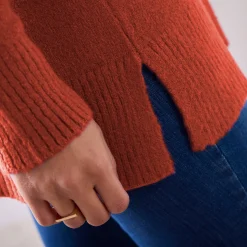 Trui En Vest<Blancheporte Tuniektrui met V-hals paprika