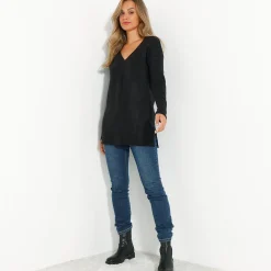 Trui En Vest<Blancheporte Tuniektrui met V-hals zwart