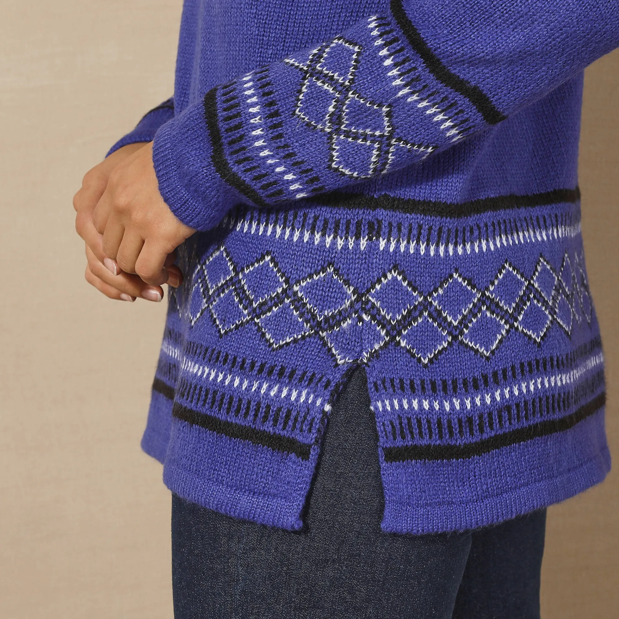 Trui En Vest<Blancheporte Tuniektrui, onderkant en polsen in jacquard korenbloem