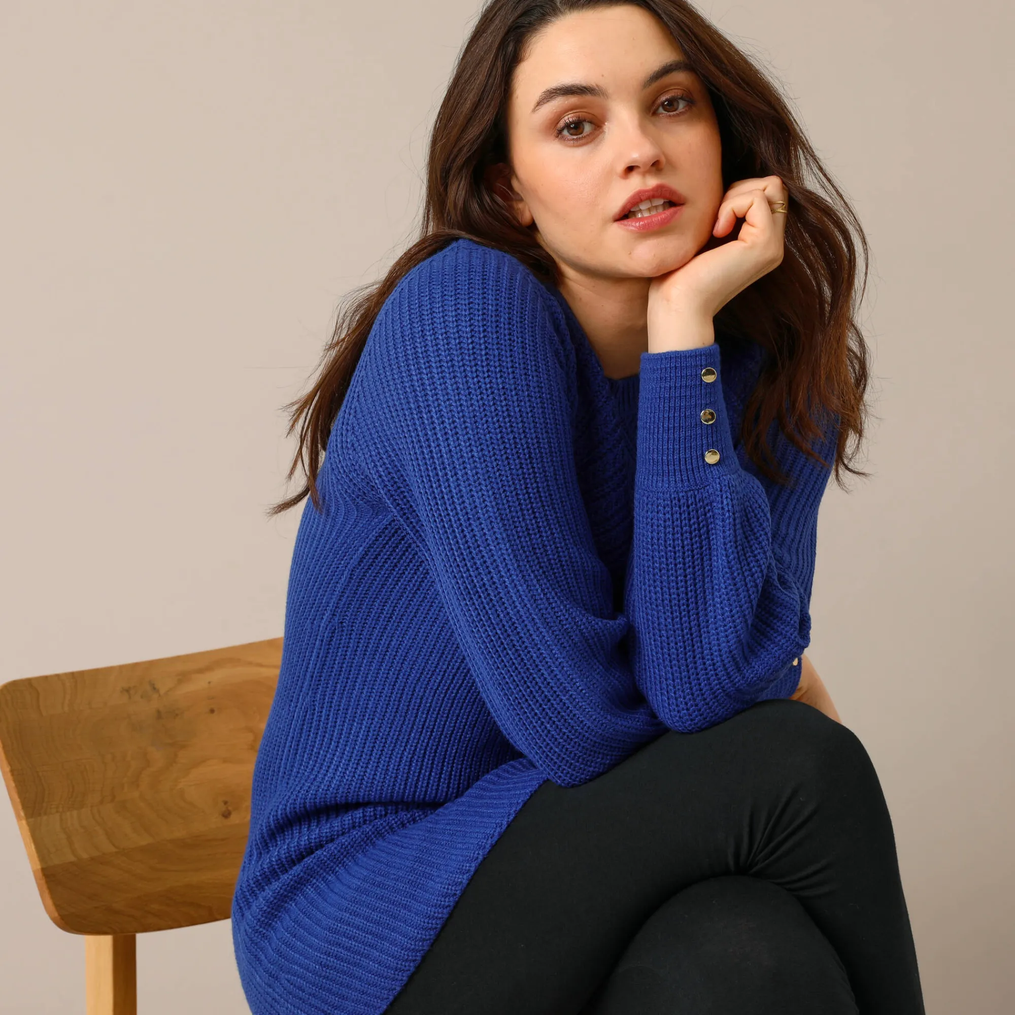 Trui En Vest<Blancheporte Tunietrui in fantasietricot blauw