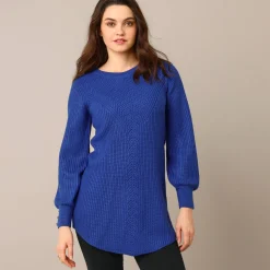 Trui En Vest<Blancheporte Tunietrui in fantasietricot blauw