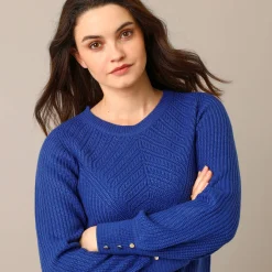 Trui En Vest<Blancheporte Tunietrui in fantasietricot blauw