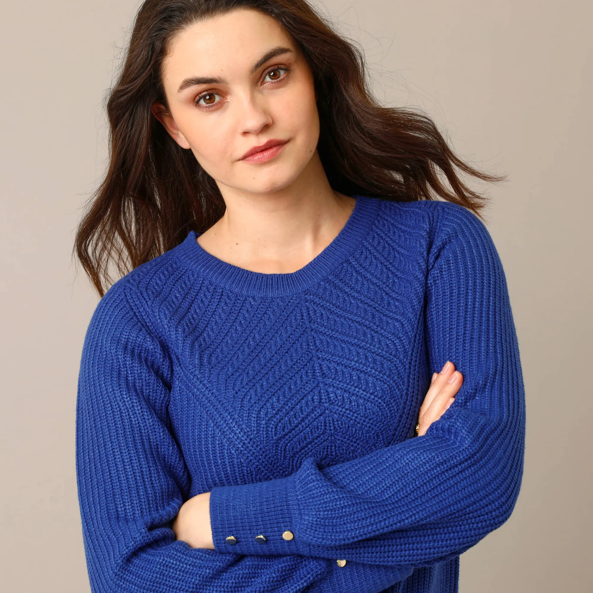 Trui En Vest<Blancheporte Tunietrui in fantasietricot blauw