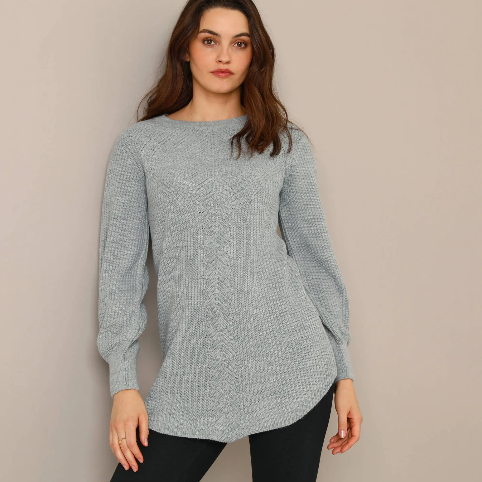Trui En Vest<Blancheporte Tunietrui in fantasietricot chiné grijs