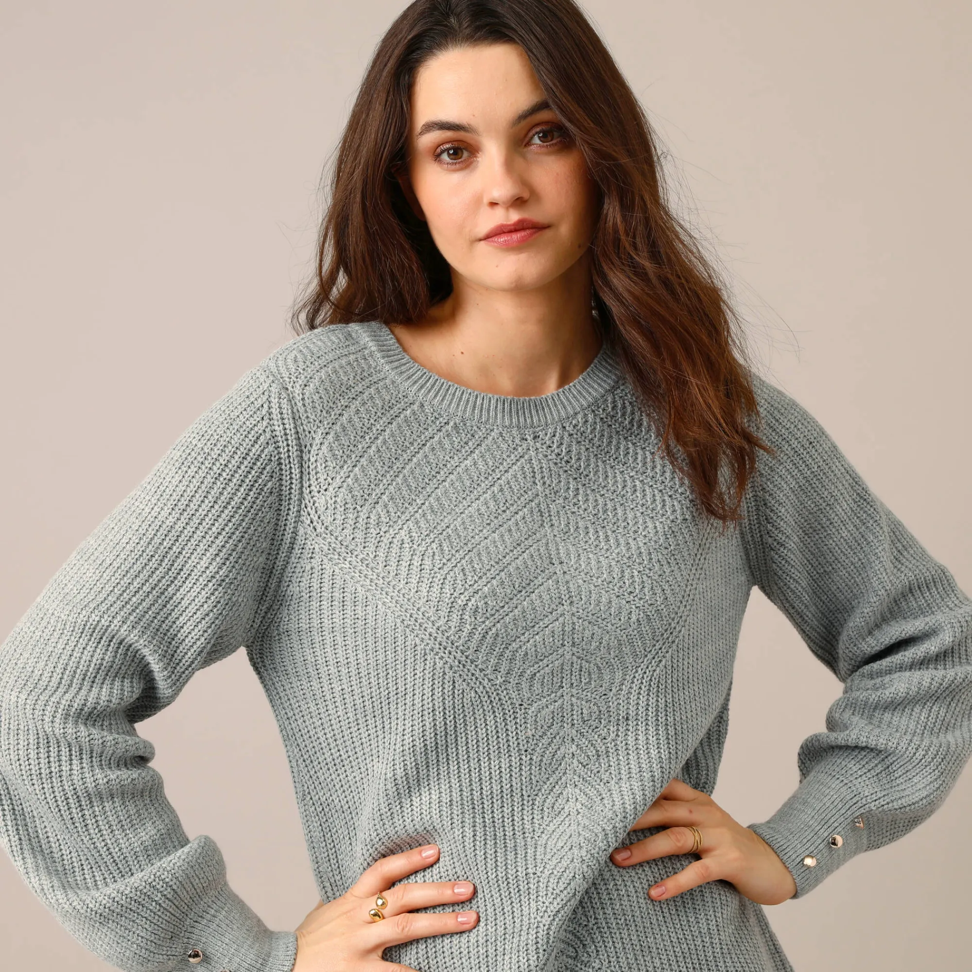Trui En Vest<Blancheporte Tunietrui in fantasietricot chiné grijs