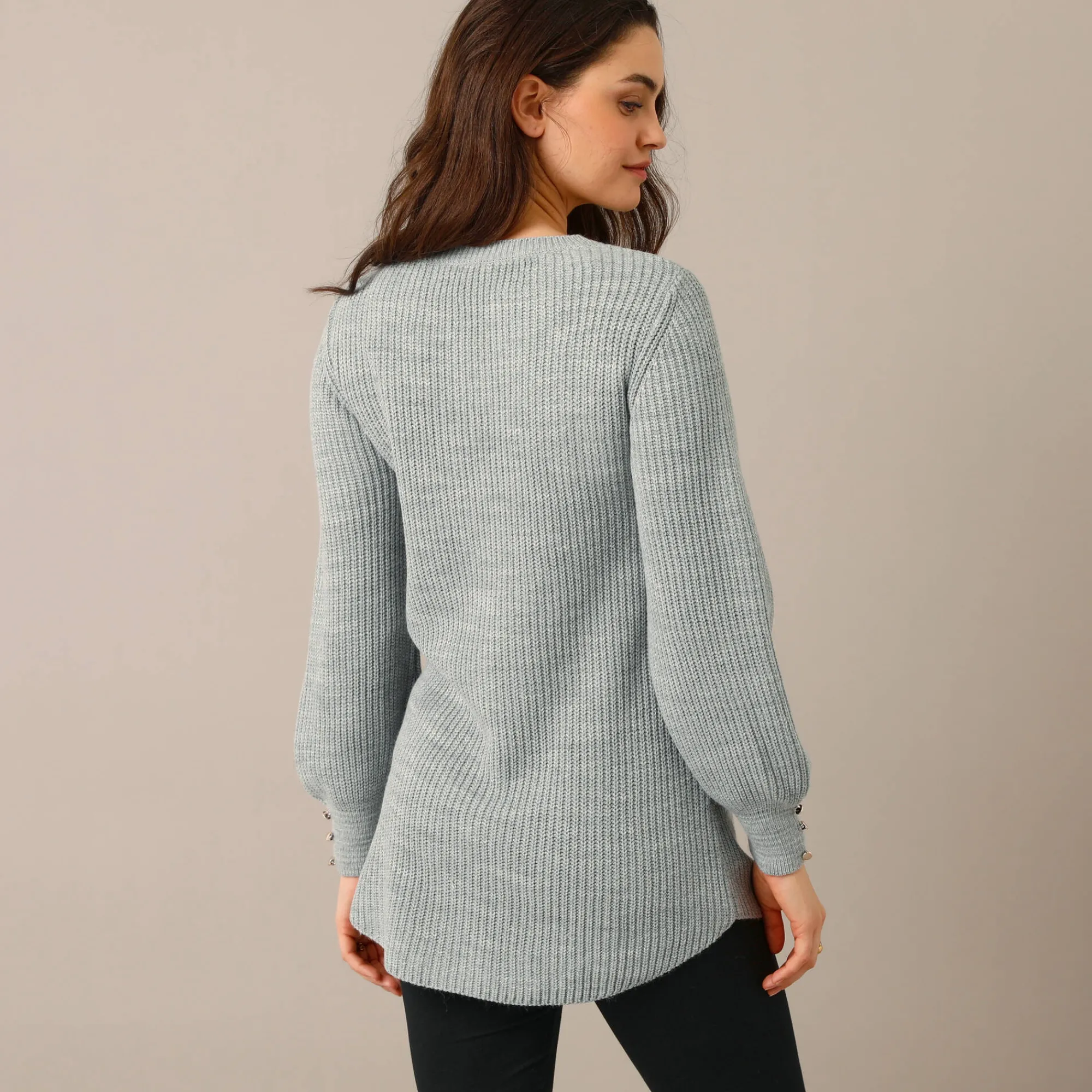 Trui En Vest<Blancheporte Tunietrui in fantasietricot chiné grijs