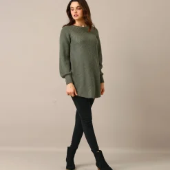 Trui En Vest<Blancheporte Tunietrui in fantasietricot kaki