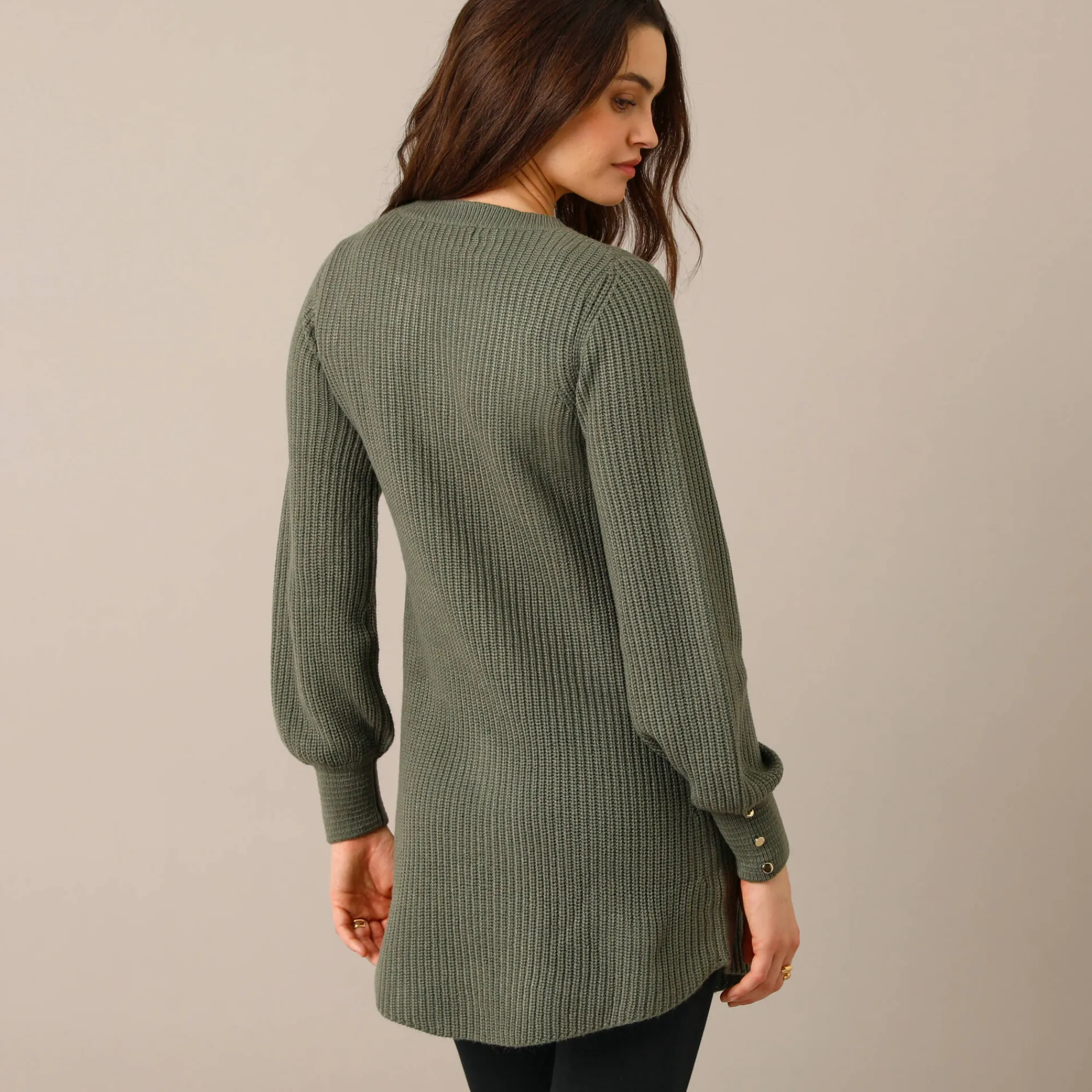 Trui En Vest<Blancheporte Tunietrui in fantasietricot kaki