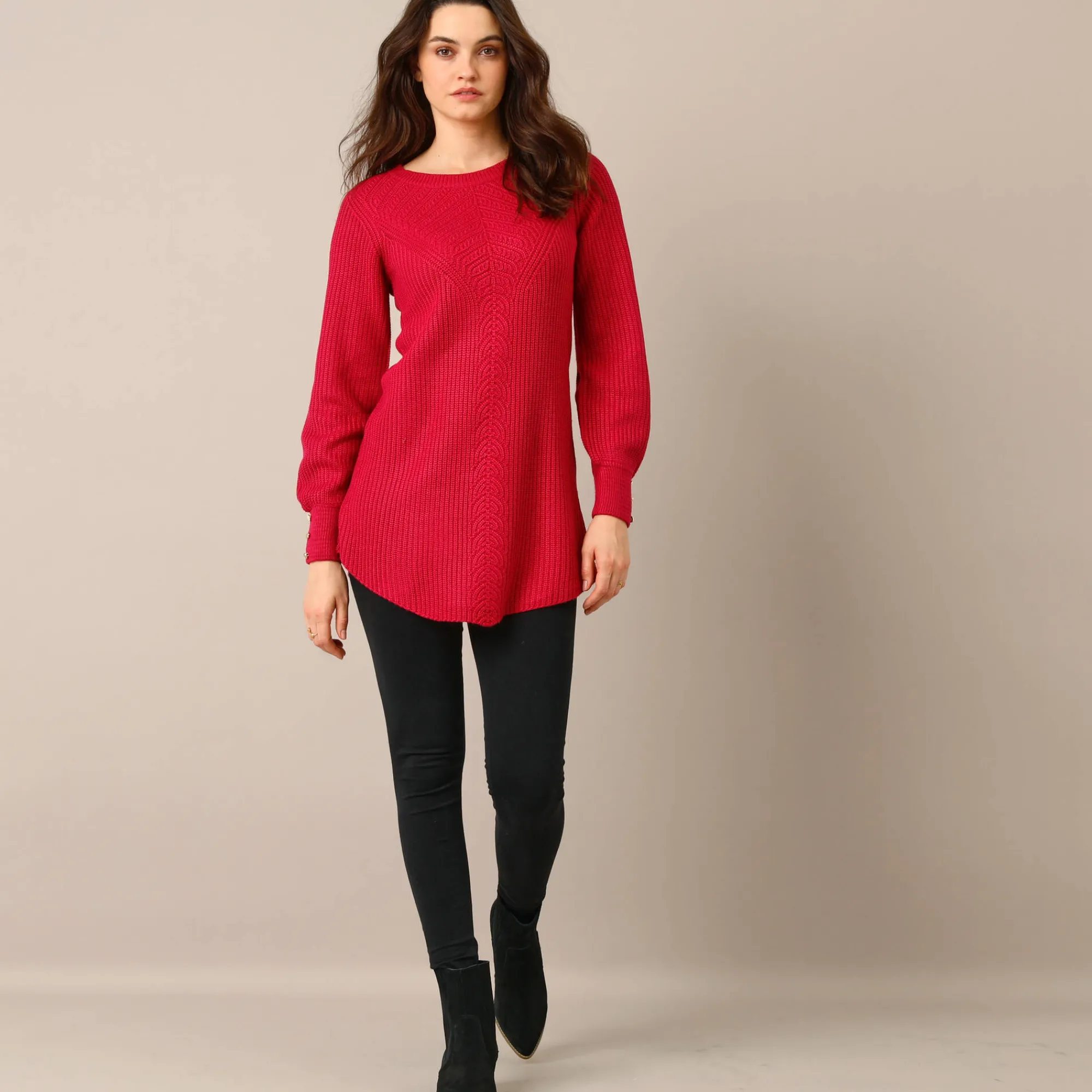 Trui En Vest<Blancheporte Tunietrui in fantasietricot framboos
