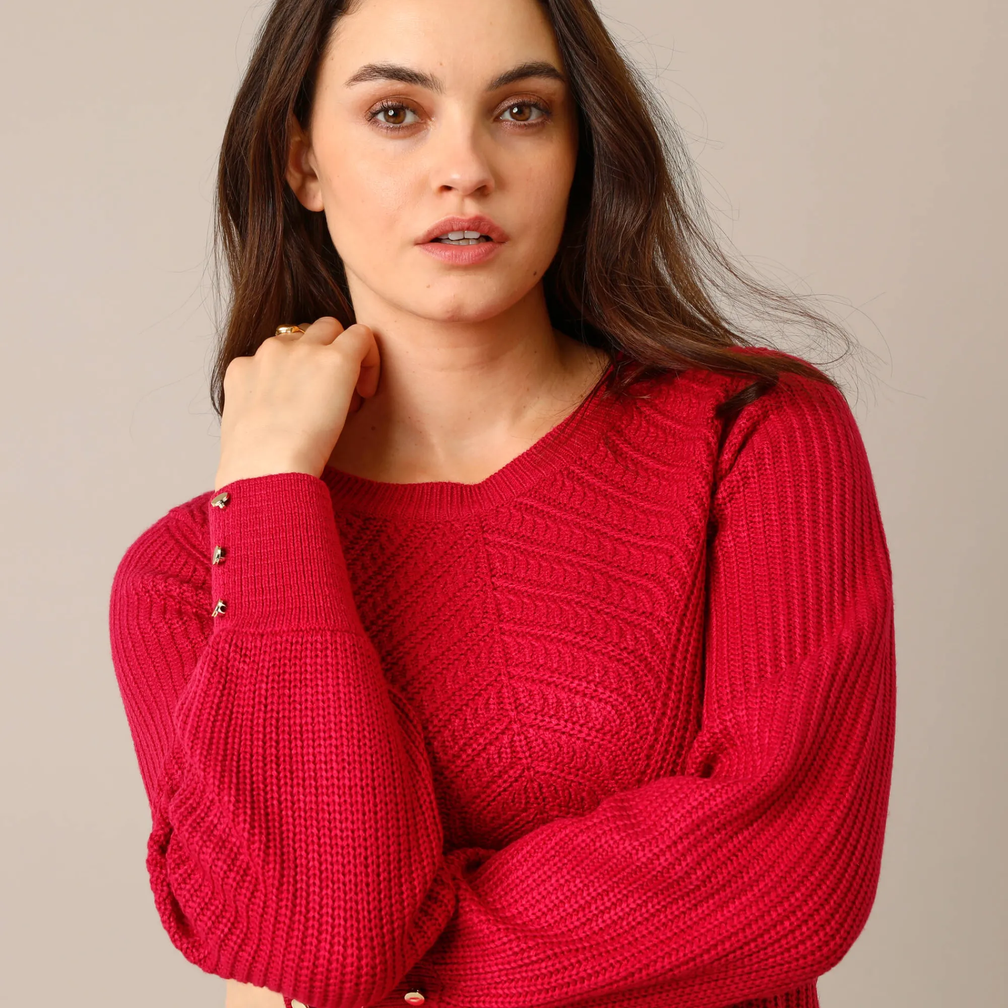 Trui En Vest<Blancheporte Tunietrui in fantasietricot framboos