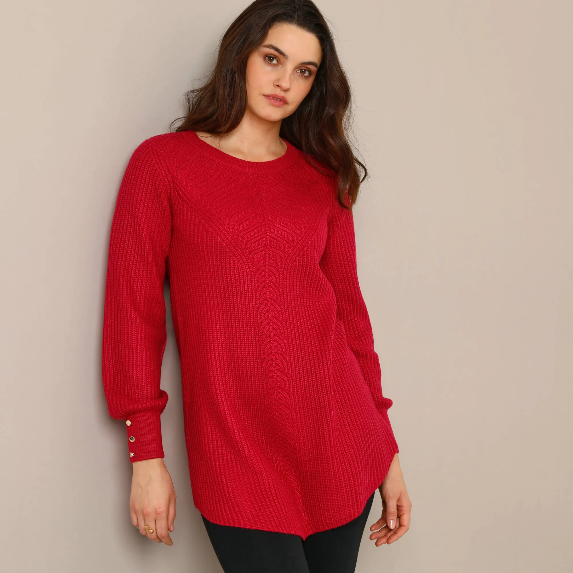 Trui En Vest<Blancheporte Tunietrui in fantasietricot framboos