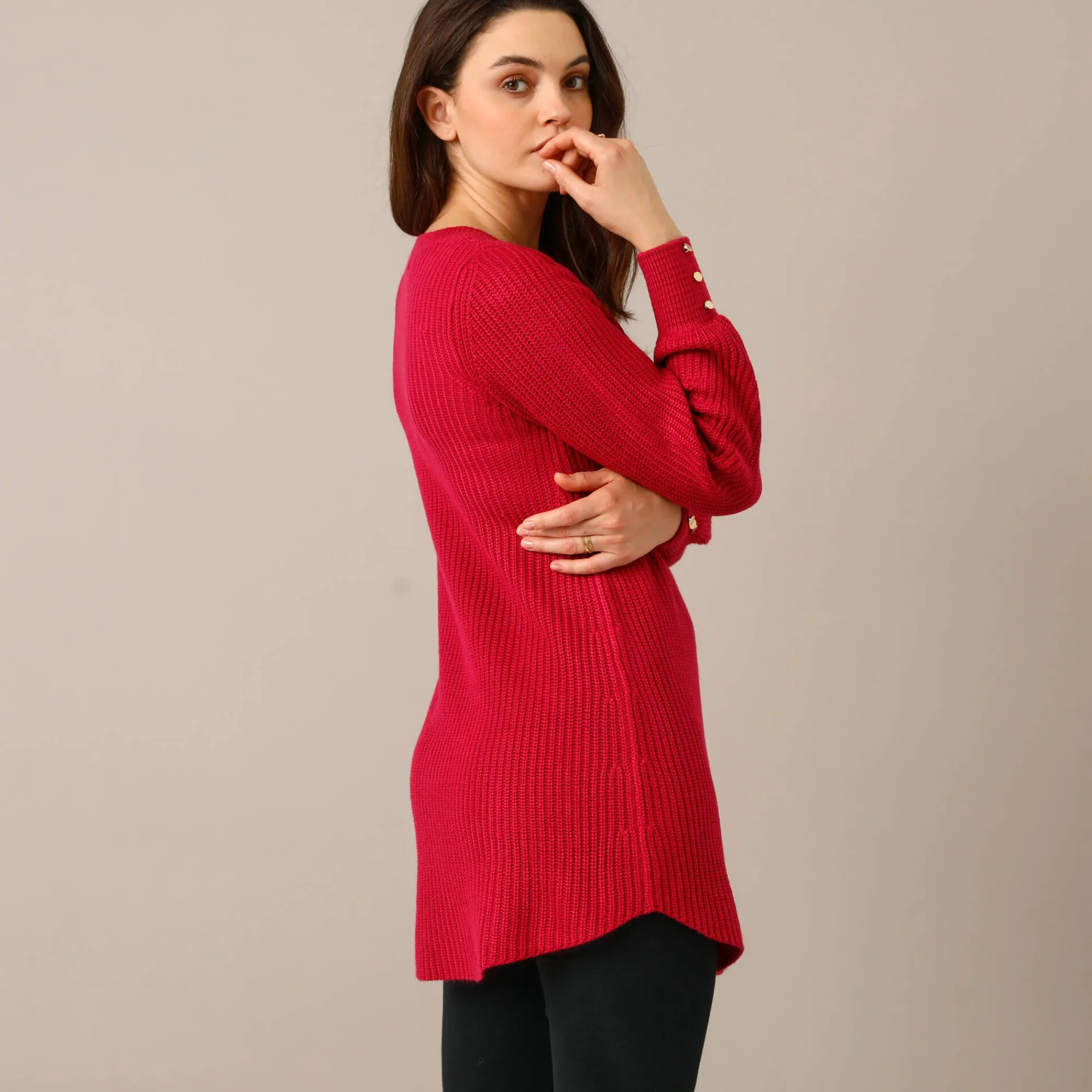 Trui En Vest<Blancheporte Tunietrui in fantasietricot framboos