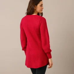 Trui En Vest<Blancheporte Tunietrui in fantasietricot framboos