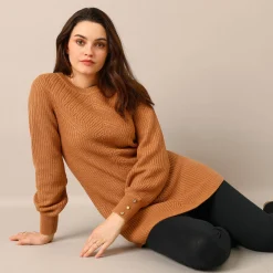 Trui En Vest<Blancheporte Tunietrui in fantasietricot hazelnootbruin