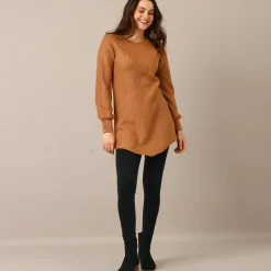 Trui En Vest<Blancheporte Tunietrui in fantasietricot hazelnootbruin