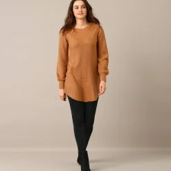 Trui En Vest<Blancheporte Tunietrui in fantasietricot hazelnootbruin