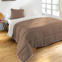 Dekbed<Blancheporte Tweekleurig dekbed in microvezel 500 g/m2 taupe / zandkleur