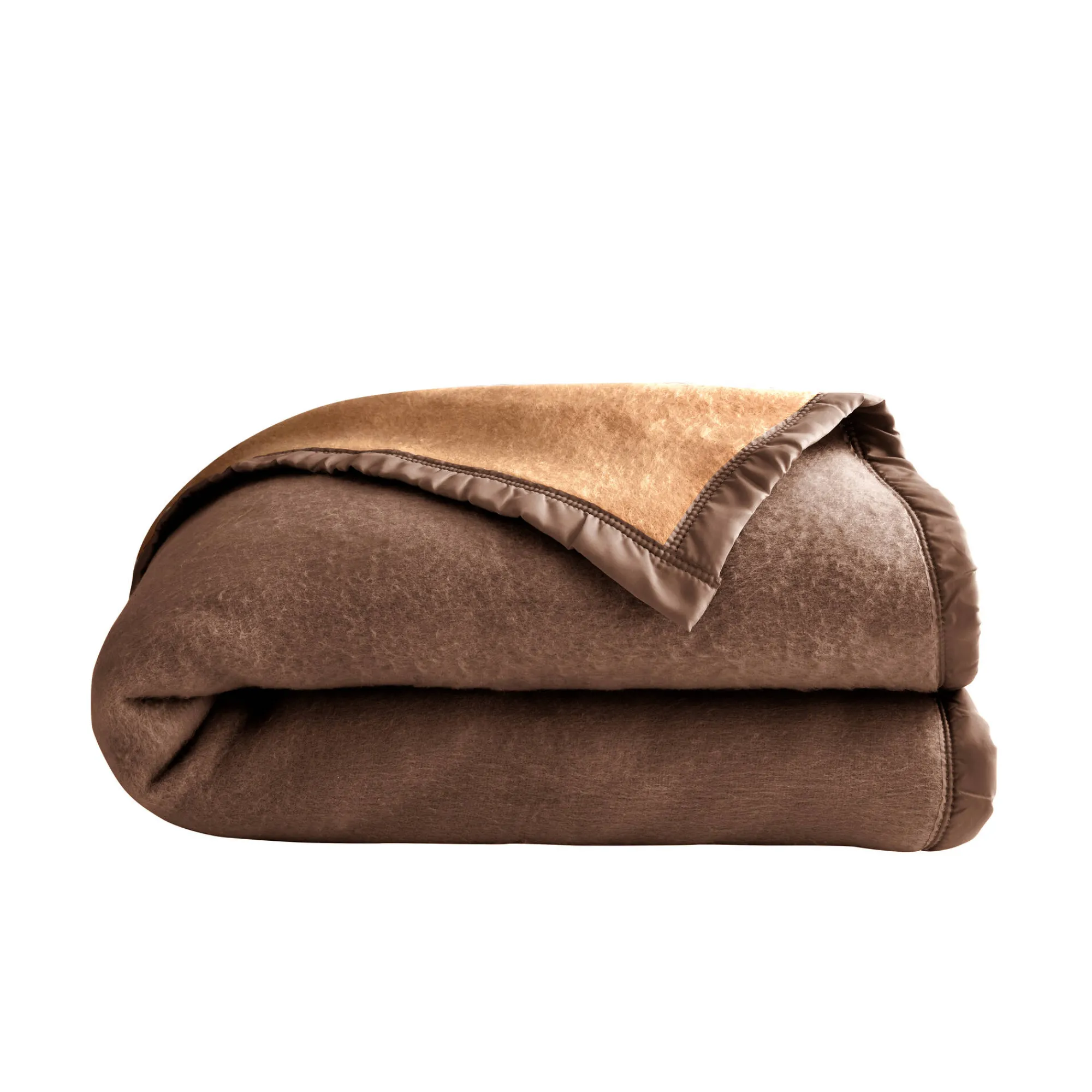 Deken<Blancheporte Tweekleurig deken camel