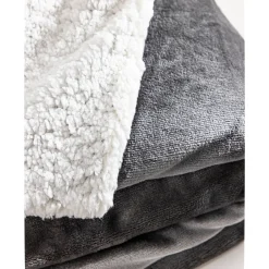 Deken<Blancheporte Tweekleurig deken in fleece en sherpa antraciet
