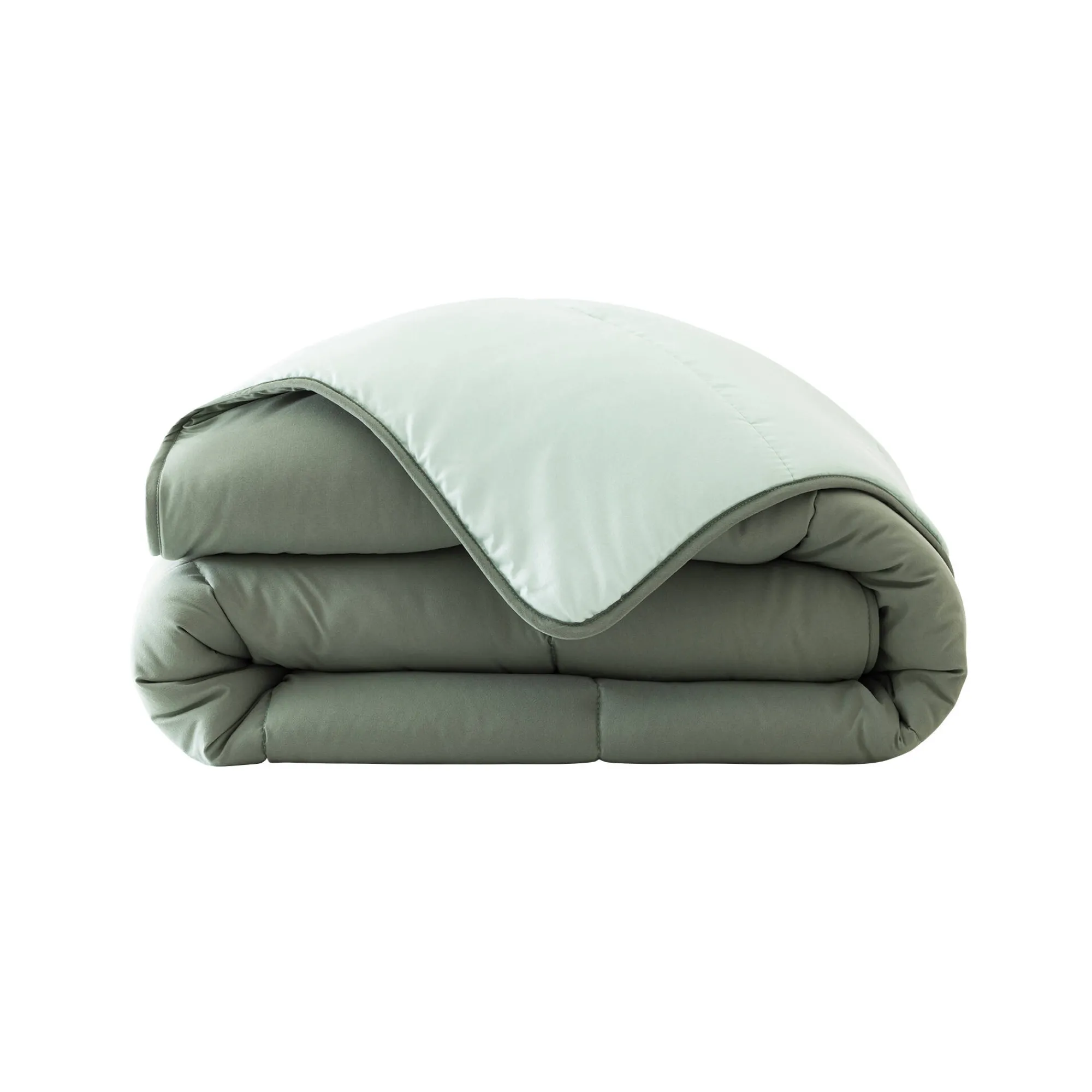 Dekbed<Blancheporte Tweekleurig deken in microvezel 350g/m2 eucalyptus / amandelgroen