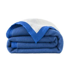 Deken<Ourson Tweekleurig deken in wol 600g/m2 blauw