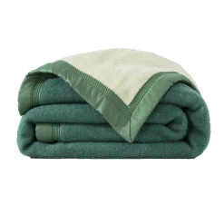 Deken<Ourson Tweekleurig deken in wol 800g/m2 groen