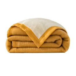 Deken<Ourson Tweekleurig deken in wol 600g/m2 honing