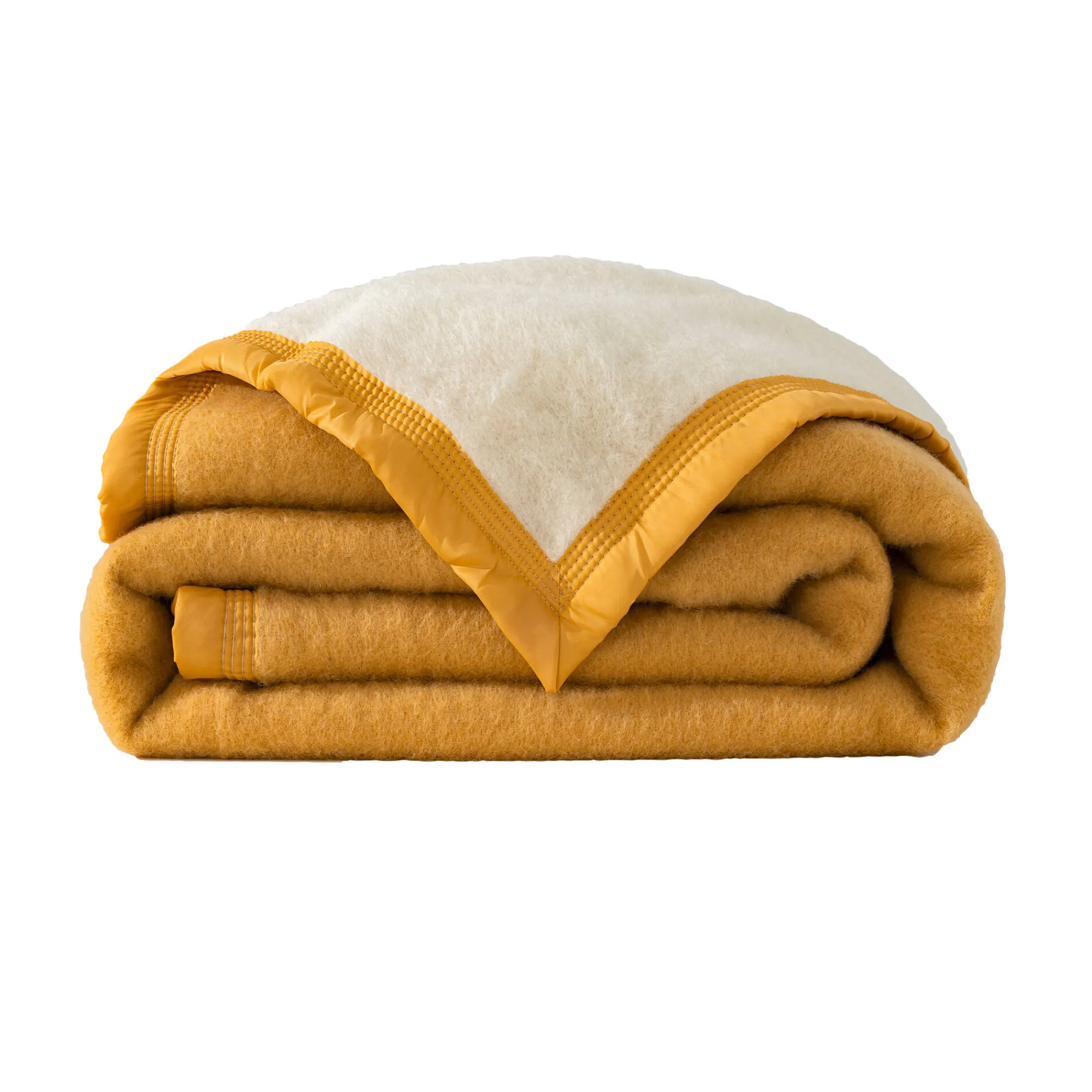 Deken<Ourson Tweekleurig deken in wol 600g/m2 honing