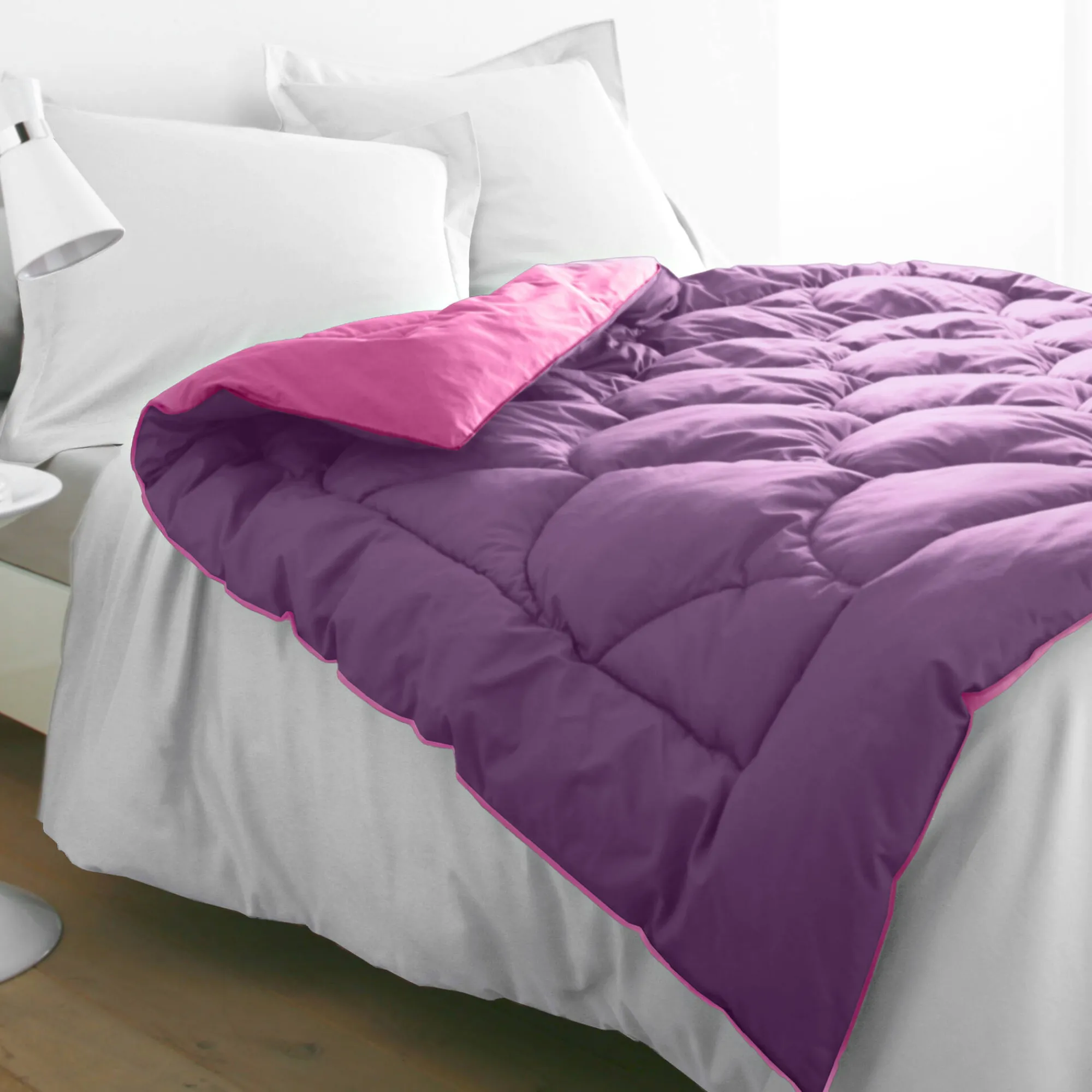 Donsdeken|Dekbed<Blancheporte Tweekleurig donsdeken fuchsia / aubergine