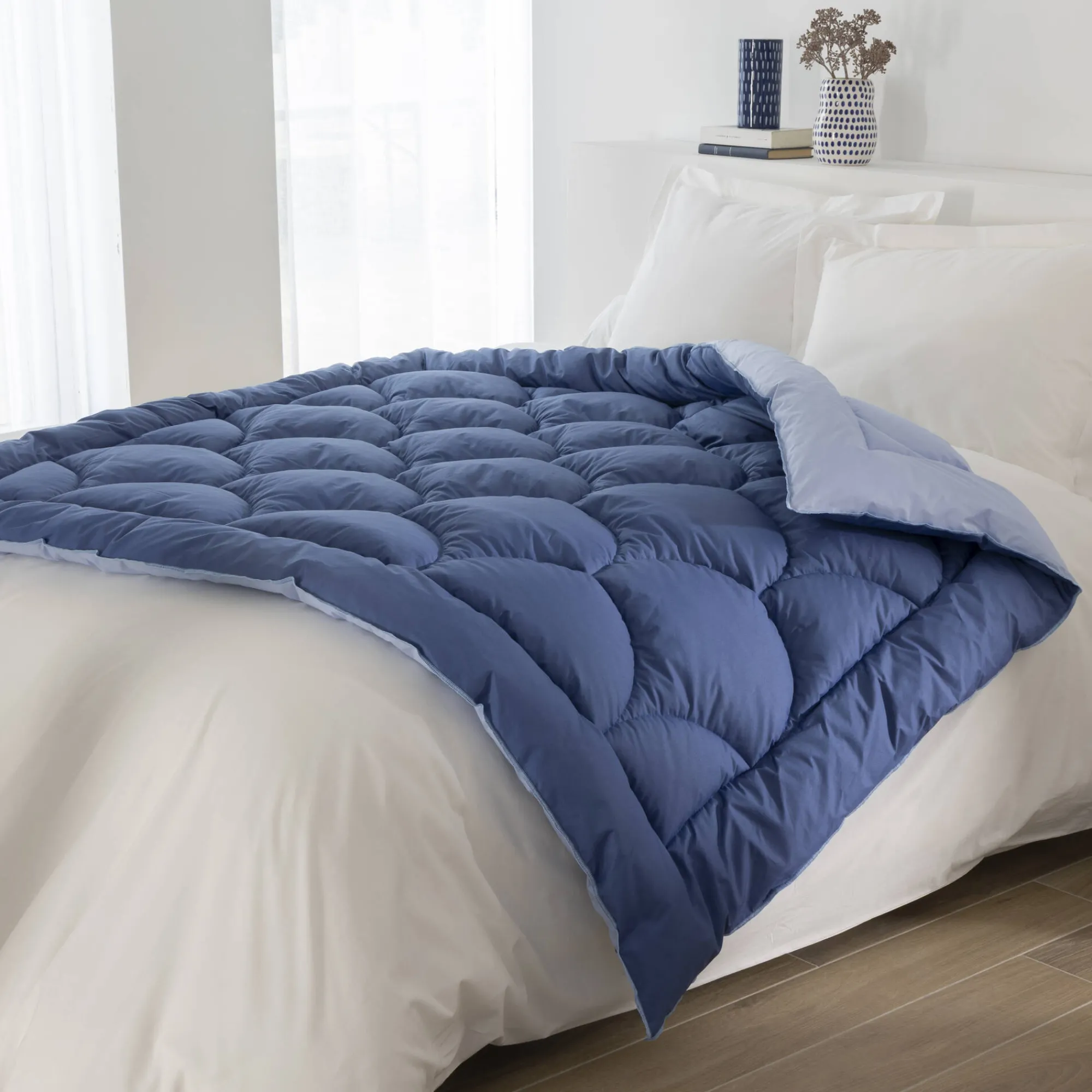 Dekbed<Blancheporte Tweekleurig donsdeken indigo / blauw