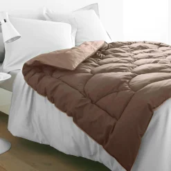 Dekbed<Blancheporte Tweekleurig donsdeken taupe / chocolade